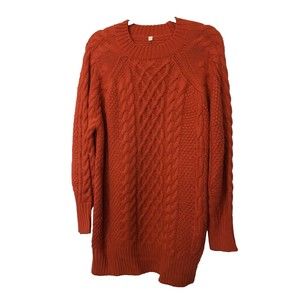 Cable Knit Pullover Sweater Womens Size Large Rust Soft Warm Comfy Fall Autumn